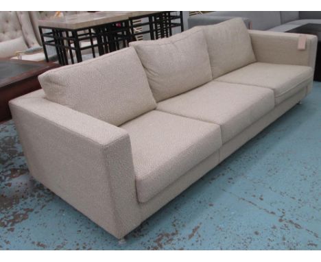 JACINTO USAN SOFA, three seater, in neutral fabric on metal tubular supports, 241cm L. (To be sold on behalf of Biodynamic As