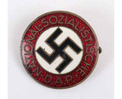 NSDAP Enamel Party Badge, standard example with pin back fixing to the reverse. Marked with RZM M1/8. Good condition. 