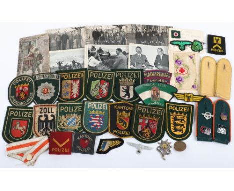 German Military and Police Insignia, consisting of original and reproduction WW2 tunic shoulder boards; German Waffen-SS gree