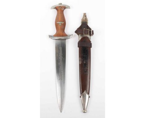 Third Reich SA Dress Dagger by Paul Seilheimer Solingen, complete with the original wooden grip with enamel SA device and eag