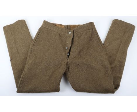 British Army Other Ranks Service Dress Trousers: WW1 style, Trousers stamped inside with WD and arrow 191 L in used condition