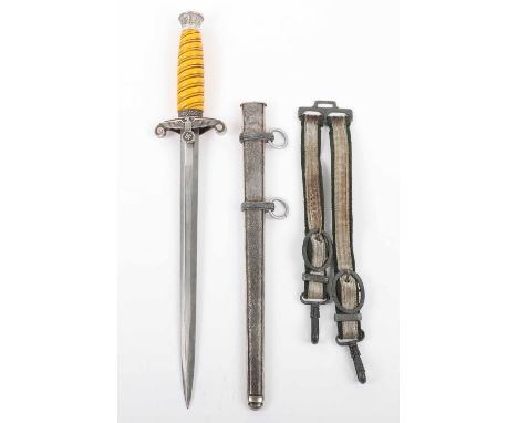 German Army Officers Dress Dagger, post war made German army officers dress dagger with orange grip, housed in scabbard. Doub