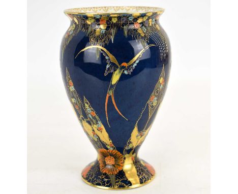 CARLTONWARE: a bulbous vase decorated in a 'Fantasy' lustre pattern, with colourful enamel and gilt-heightened design, height