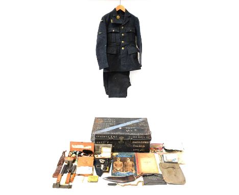 A WWII military trunk inscribed 'Mr P. Hall, High Street Macclesfield, Cheshire, England, RAF/W RAF/T/EX', 'RAF India Command