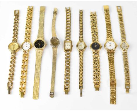 A collection of nine ladies' gold plated wristwatches to include Sekonda, Rotary, Limit, etc (9).