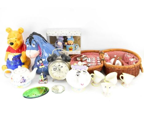 DISNEY; various collectibles to include a 'Winnie-the-Pooh' money box, height 24cm, an 'Eeyore' money box, height 23cm, a fou