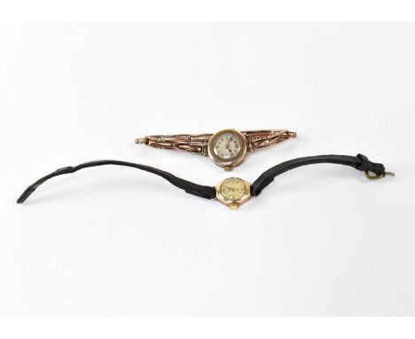 A 9ct gold ladies' wristwatch, the engine turned dial set with Arabic numerals, no.174722, fifteen jewel movement, on expandi