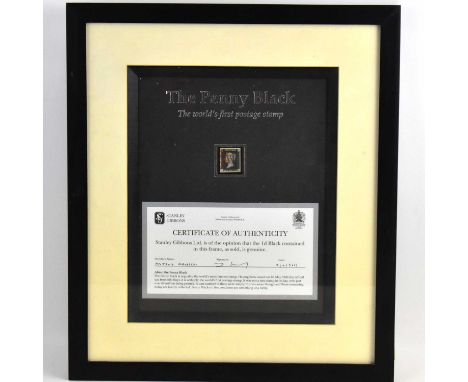 STANLEY GIBBONS; a framed display titled 'The Penny Black - The World's First Postage Stamp', featuring a Penny Black stamp a