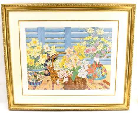 JOHN POWELL; a limited edition serigraph titled 'Blue Shutters', no. XCI/CX, publication date 1990, 53 x 68cm, framed and gla