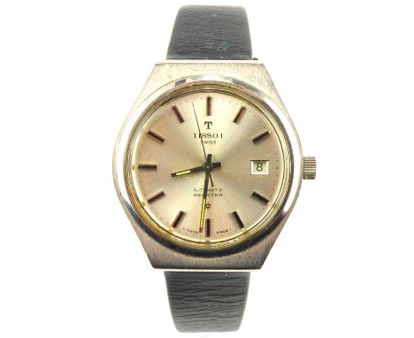 TISSOT; a gentlemen's vintage Seastar automatic wristwatch, the circular silvered dial set with raised baton numerals, calend