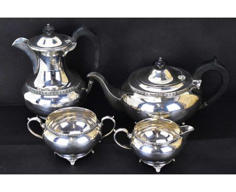 A George V hallmarked silver four-piece tea set, comprising coffee jug, teapot, milk jug and sugar bowl, Viner's Ltd, the tea