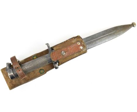 A Swedish Mauser M 1896 pattern bayonet, marked 'EJ AB' with crown and anchor symbol in between the letters, number 128 under