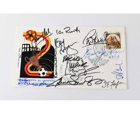 LIVERPOOL FC; a first day cover bearing signatures of Joe Fagan, Ian Rush, Phil Neal, etc.Condition Report: - We have not aut