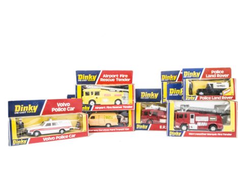 1970s Dinky Toy Emergency Service Vehicles, 266 ERF Fire Tender, 263 Airport Fire Rescue Tender, 285 Merryweather Marquis Fir