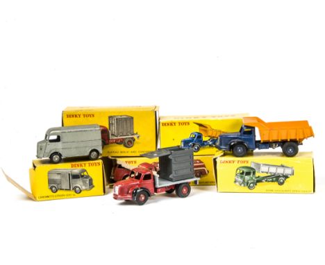 French Dinky Toy Commercials, 578 Simca Cargo Tipper Truck, 34B Berliet Container Truck, 34A Berliet Quarry Truck, 25C Citroë