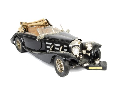 A Pocher 1:8 scale Mercedes Benz 540k in black, with electric lighting G- VG, one wheel unattached, dusty 