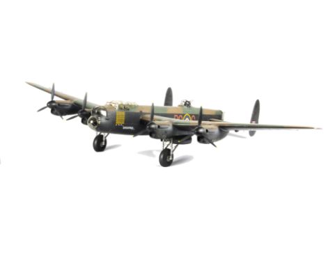 A Fine Scratchbuilt 1/24 scale Model of an RAF Avro Lancaster Bomber, in RAF weathered camouflage colours, code PO-S, model b