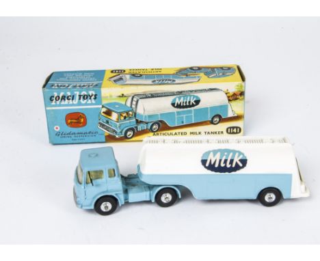 A Corgi Major Toys 1141 Bedford Articulated Milk Tanker, light blue/white body, 'Milk' labels, spun hubs, in original box wit