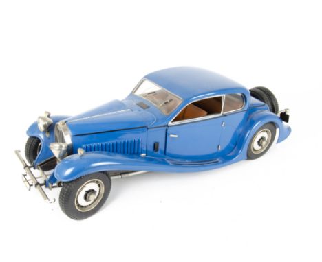 A Pocher 1:8 scale Bugatti 50T Type, in plain blue, VG, silver stickers to bodywork not applied (not present) 