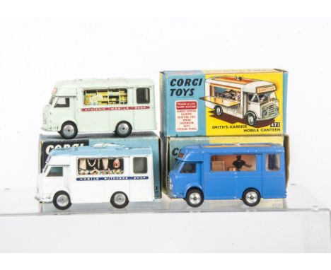 Corgi Toy Smith's Karrier Bantams, 471 Joe's Diner Mobile Canteen, 413 Mobile Butchers Shop, 407 Home Service Hygienic Mobile