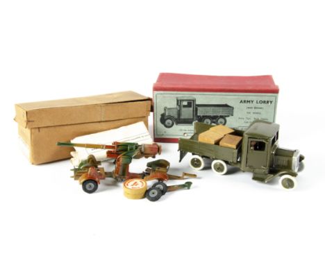 Britains set 1335 6-wheel army lorry,  just pre-WW2 version with metal wheels, in purple card box, G-VG, with a boxed Marklin