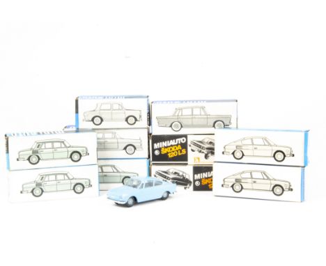 Czechoslovakian Plastic Models, including KDN Skoda 110 R Coupe, Fiat 1100 Lusso Berlina, Mercedes-Benz 220 S/SE, Skoda 110 L