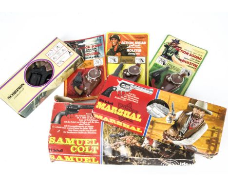 Various makers Wild West and other Cap Guns, West German, Ideal 794 5590  Marshall, Flippy Samuel Colt, Flippy Scorpion, all 