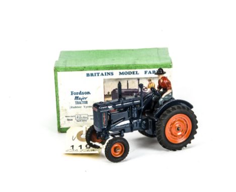Britains boxed 128F rubber tyres Fordson Major Tractor, VG, minor wear only, in VG, slightly dirty box, 