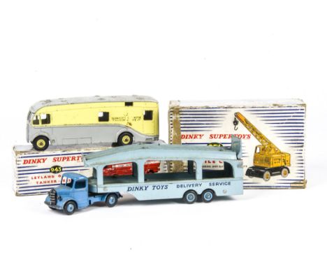 Dinky Supertoys, 943 Leyland Octopus 'Esso' Tanker, 971 Coles Mobile Crane, in original boxes, loose 982 Pullmore Car Transpo