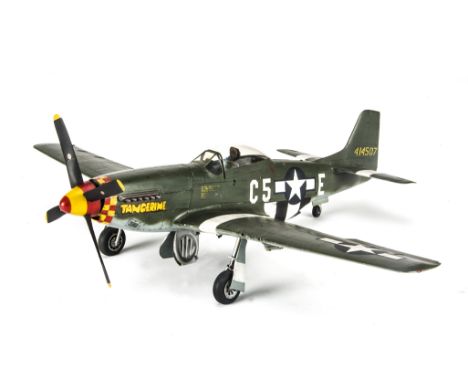 A Fine Scratchbuilt 1/24 scale Model of a USAF NAA P-51 Mustang WWII Fighter,  in USAF grey, code C5-E, model built entirely 