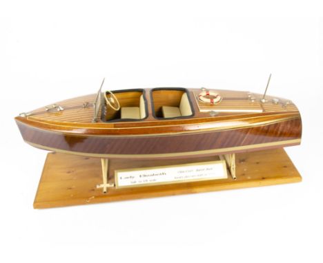 A Chris-Craft barrel-back 'Lady Elizabeth' 1:8 scale model of a 1940 luxury pleasure craft,  constructed in wood with varnish