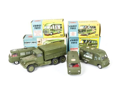 Military Corgi Toys, 355 Commer U.S Military Police Truck, 354 Commer Military Ambulance, 359 Army Field Kitchen, 1118 Intern