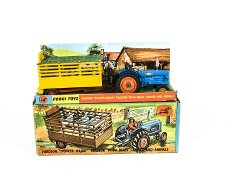 A Corgi Toys Gift Set 33 Tractor With Beast Carrier Set, comprising 55 Fordson Power Major Tractor, 58 Beast Carrier with fou