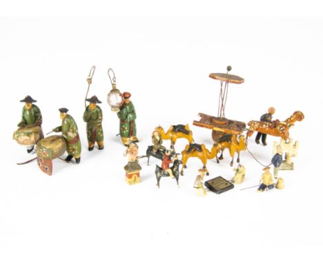 Chinese composition Procession figures, 45mm (17) and 30mm (19pcs), with a 40mm scale 'chariot', F-G, a few faults, (37), Cha