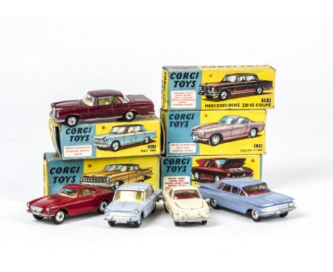 Corgi Toy Cars, 220 Chevrolet Impala, 239 Volkswagen 1500 Karmann Ghia, 228 Volvo P.1800, 217 Fiat 1800, 253 Mercedes-Benz 22