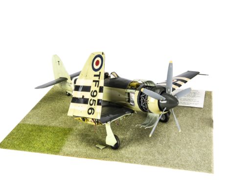 A Fine Scratchbuilt 1/24 scale Model of an RAF Hawker Sea Fury FB 11 Fighter circa 1947, in RAF camouflage colours, code TF-9