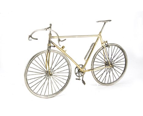 A large scratchbuilt approx. ¼ scale model of a track 'Fixie' Racing Bike, constructed in brass and nickel, built to a very g