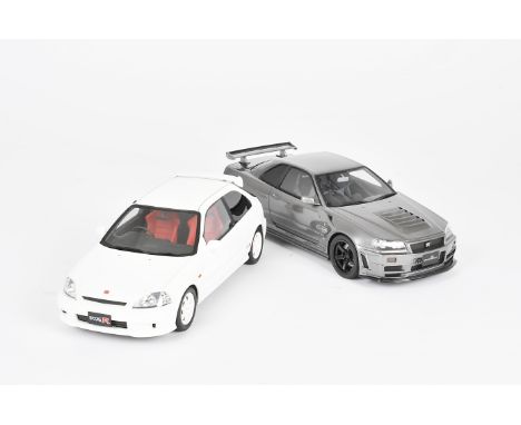 Otto Models 1:18 Nissan GTR R34 Omori Factory OT232, Honda Civic Type R Ek9 1999 OT264, in original boxes, E, both marked 'Tr