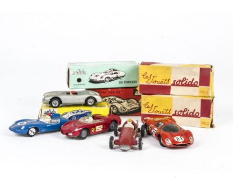 Solido Competition &amp; Sports Cars, Ref.152 Ferrari 330 P3, Ref.129 Ferrari 2L5, Porsche Type 550/1500 RS, Maserati 250 Vet