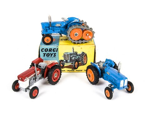 Corgi Toys 55 Fordson Power Major Tractor, in original box, loose 66 Massey-Ferguson 165 Tractor, 54 Fordson Power Major with