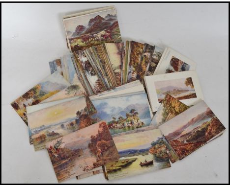 A collection of vintage early to mid 20th century postcards with topographical images together with a small collection of cig