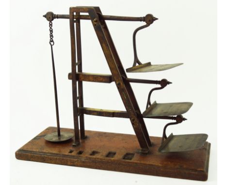 A set of  19th century Post Office ladder scales, lacking weights, 33cm high x 40.5cm wide x 15.5cm deep