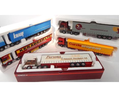 Corgi die cast lorries, comprising Ken Abram Ltd, Knauf, Currieuropean, John Mitchell and Parsons Nationwide Distribution Ltd