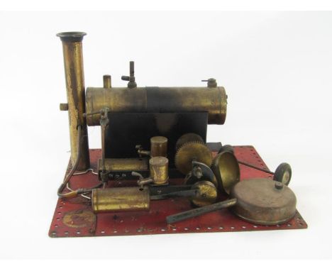 A Bowman Models vintage live steam standing engine, with twin pistons.