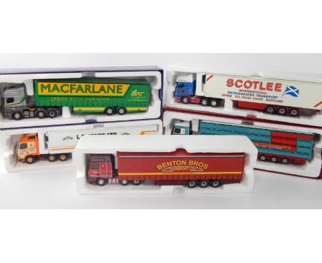 Corgi die cast lorries, comprising L.E.Jones Ltd, MacFarlane, Olivers Transport, Scotlee, and Benton Bros, chassis and cab re