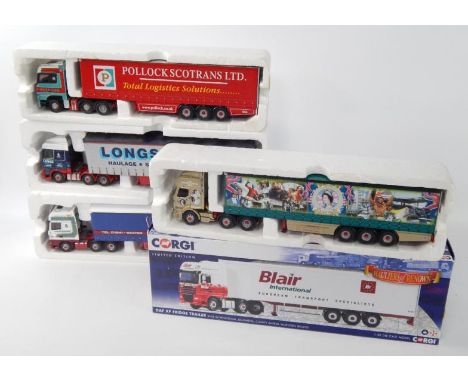 Corgi die cast lorries, comprising David Murray, Longs of Leeds, Pollock Scotrans, Blair International, and a Strongserve Gol