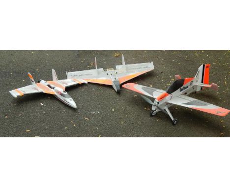 Three polystyrene R/C starter planes, comprising Skyray, Funjet and Multiplex Parkmaster 3D.