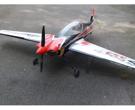 A Pilot R/C 40% scale Sbach 342 Thunderbolt remote controlled plane, wingspan 122 inches, including motor, propeller and sund