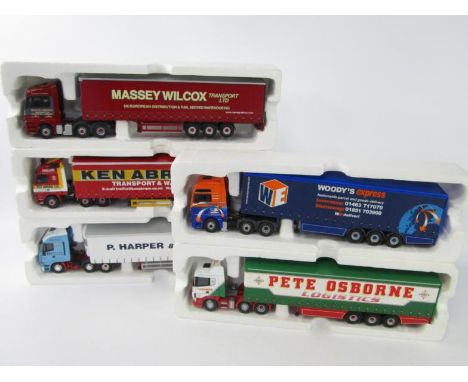 Corgi die cast lorries, comprising Pete Osborne Logistics, Massey Wilcox Transport Ltd, Woody's Express, Ken Abram Ltd and P 