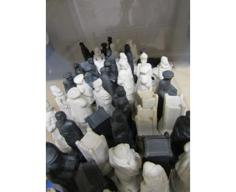 A large collection of ceramic Beneagles Scotch Whisky flagons depicting historical figures and buildings including Thomas Bec